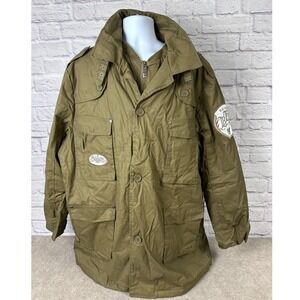 VTG RARE Blac Label Premium 68 Mens 4XL Khaki Military Field Jacket Patches